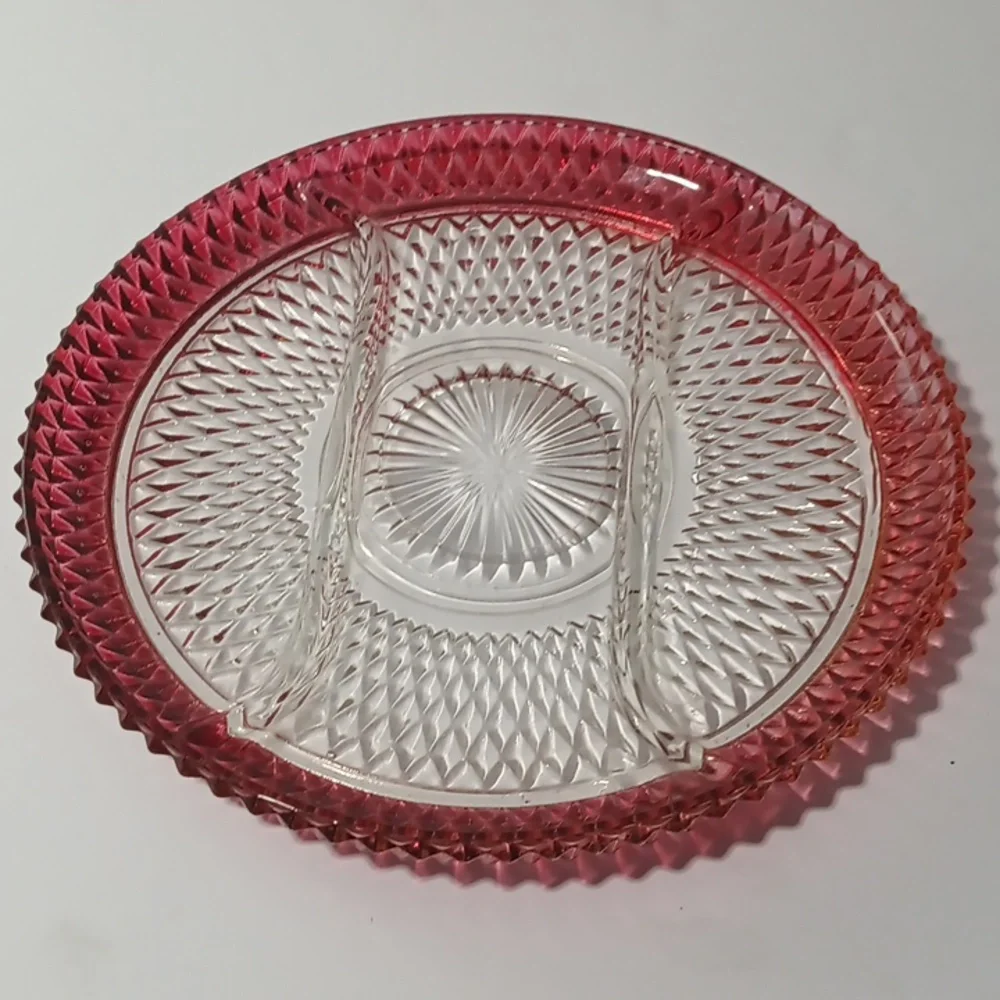 Vintage! Beautiful ruby red vintage Indiana relish tray.